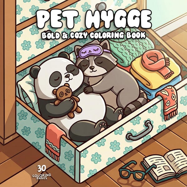 Pet Hygge Coloring Book Printable, Cozy Pet Coloring Pages for Adults and Kids, Cute Animal Coloring PDF, Digital Download