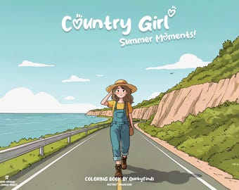 Country Girl Coloring Summer Moments Coloring Book Cozy Cute Coloring Comfy Hygge Coloring Kawaii Girly Coloring Teen Adult Coloring Pages