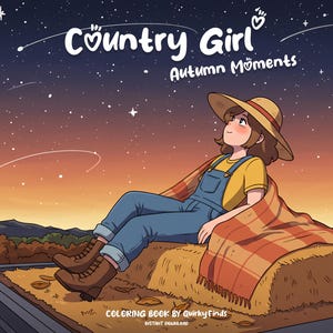 Dibujos para colorear de chicas campestres, páginas para colorear de otoño, libro para colorear de otoño, dibujos para colorear acogedores y lindos, dibujos para colorear hygge, dibujos para colorear kawaii para chicas, para adolescentes y adultos.