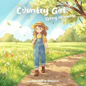 Country Girl Coloring Spring Moments Coloring Book Cozy Cute Coloring Comfy Hygge Coloring Kawaii Girly Coloring Teen Adult Coloring Pages