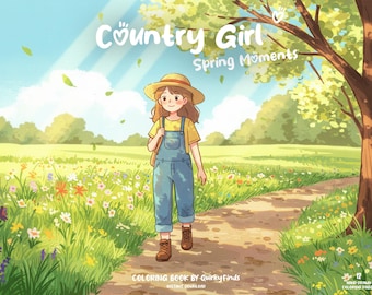 Country Girl Coloring Spring Moments Coloring Book Cozy Cute Coloring Comfy Hygge Coloring Kawaii Girly Coloring Teen Adult Coloring Pages