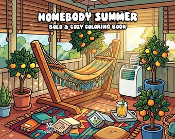 Cozy coloring book summer coloring homebody hygge coloring comfy coloring hobby relaxing coloring aesthetic coloring pages for adult digital