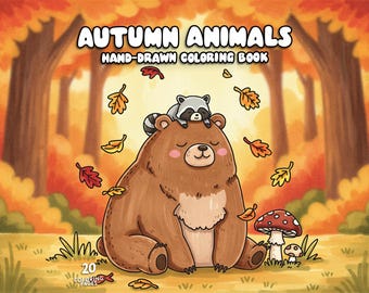 Fall animals coloring book cozy autumn coloring woodland fall vibes coloring forest coloring for kid and adults printable coloring pages pdf