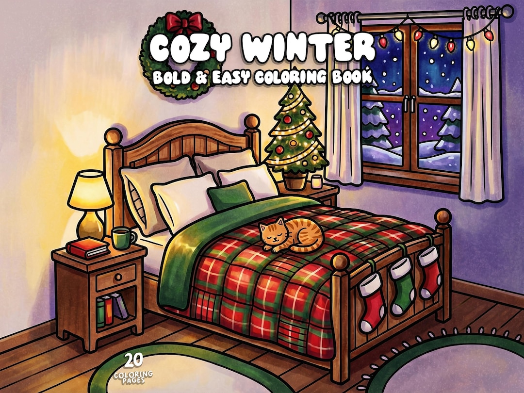 Cozy Winter Coloring Book Cute Christmas Coloring Pages Holiday ...