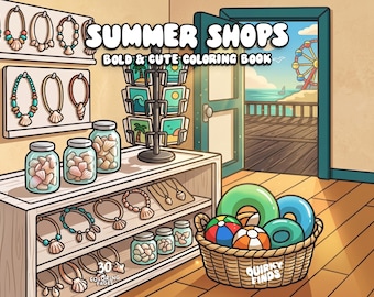 Summer coloring book shop coloring store cozy cute coloring pages hygge coloring kawaii kids adult coloring printable digital download