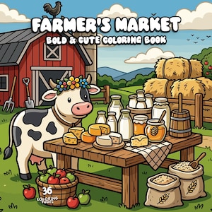 Market coloring store shop coloring book cute animal coloring pages cozy coloring book for adults kid coloring sheets printable activity pdf imagen 1