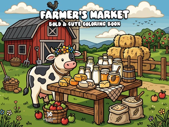 Market coloring store shop coloring book cute animal coloring pages cozy coloring book for adults kid coloring sheets printable activity pdf