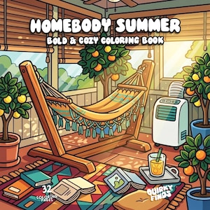 Cozy coloring book summer coloring homebody hygge coloring comfy coloring hobby relaxing coloring aesthetic coloring pages for adult digital
