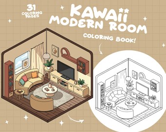 Modern Coloring Aesthetic Coloring Book Cozy Home Coloring Minimalist Interior Design Coloring Pocket Room Hygge Coloring Pages Printable