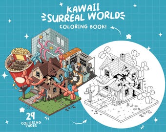 Surreal Coloring Book Spooky Cute Coloring Weird Coloring Trippy Creepy Coloring Fantasy Doodle Coloring Pages For Adults Digital Download