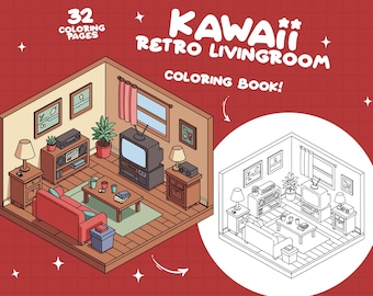 Living Room Coloring Retro Coloring Book 90s Coloring Nostalgia Old School Coloring Vintage Teen 80s Coloring Aesthetic Coloring Pages Adult