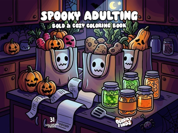 Halloween coloring book adults cozy spooky coloring adulting funny coloring mom bold and easy halloween activity printable instant download