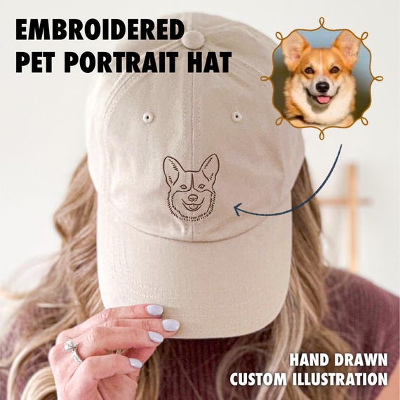Custom Pet Hat for Dog Dad Baseball Cap Pet Portrait Embroidered Hat Cat Mom Gift Idea Dog Lover Hat Personalized Pet Parent Gift Pet Gift