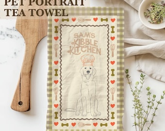 Personalized Kitchen Towel Custom Pet Portrait Gift Idea Baker Sourdough Bread Proofing Cover Custom Tea Towel Dog Lover Gift for Pet Parent