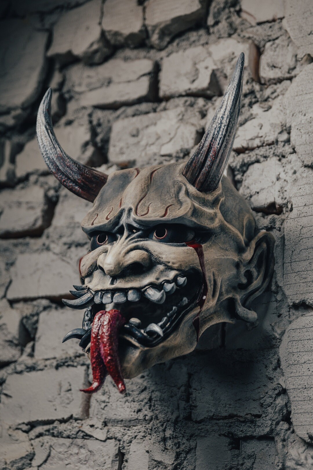 Japońska Maska Oni Yokai Nr 3 „głodny” - Etsy