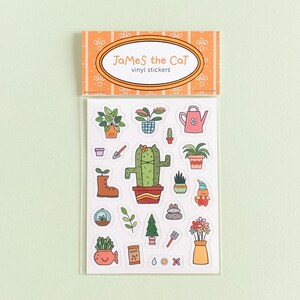 Lot d&#39;autocollants Cat-ctus, autocollants en vinyle James le chat pour les amateurs de chatons, décorations amusantes avec des plantes et des chats, cadeau pour chat + plante, fabriqué au Canada