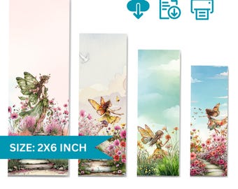 Marcapáginas imprimible de hadas primaverales, diseños florales, regalo de lectura para niños (descarga digital)
