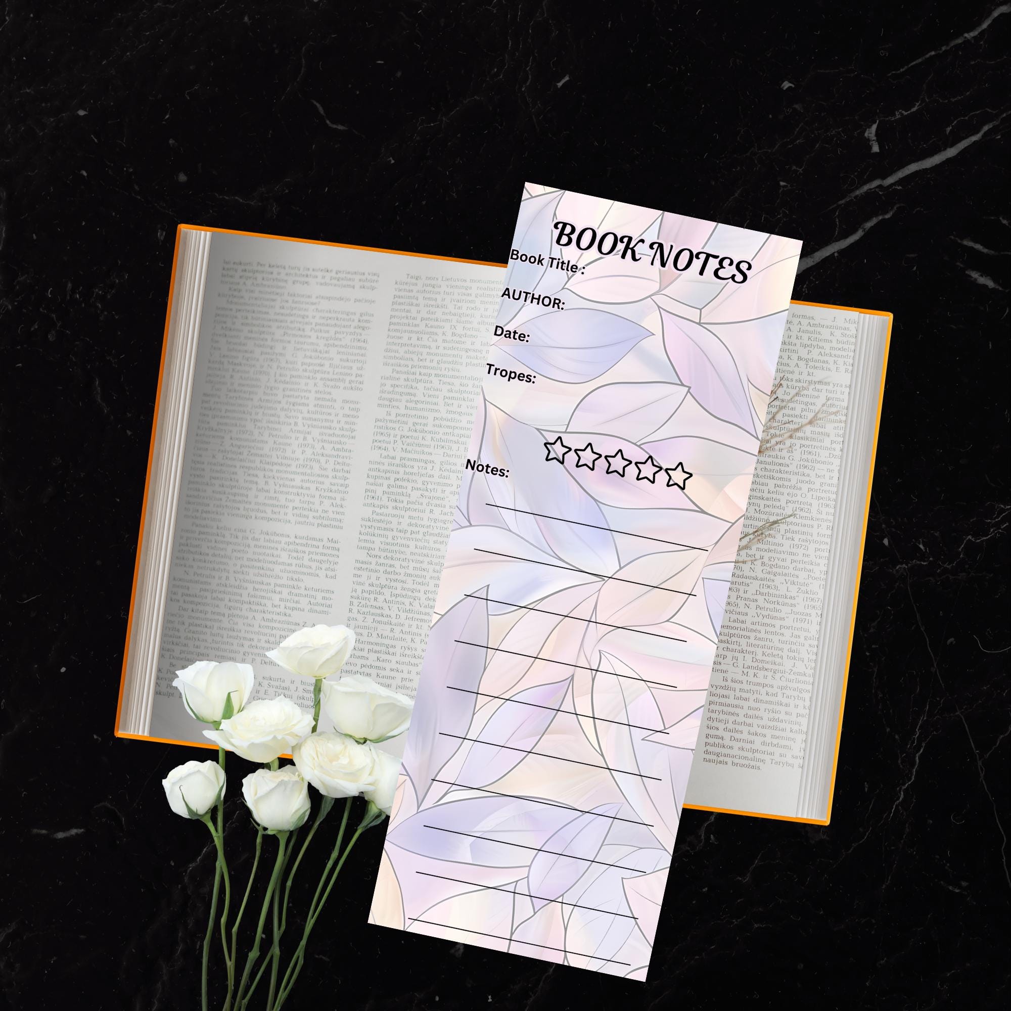 Stained Glass Flower Bookmark: Printable Book Notes & Review Tracker ...