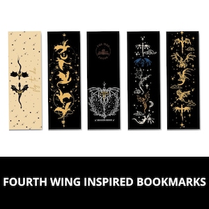 Marcapáginas imprimibles de fantasía inspirados en la Cuarta Ala / Descarga digital DIY / Diseños de fantasía mágica para amantes de los libros / Accesorios de lectura