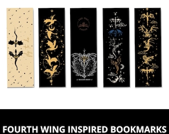 Marcapáginas inspirados en la Cuarta Ala: Diseños de dragones de fantasía (Descarga digital)