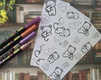 Marcapáginas para colorear de osos: manualidad DIY, regalo para amantes de la lectura