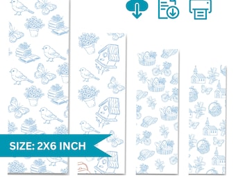 Juego de marcapáginas de estilo vintage – Ilustraciones de naturaleza estilo cottagecore (Descarga digital)