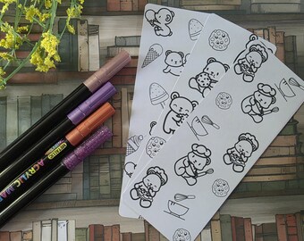 Marcapáginas para colorear de osos: manualidad DIY, regalo para amantes de la lectura