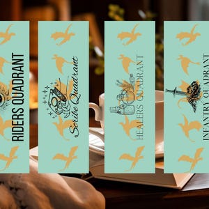 Marcapáginas imprimibles de fantasía inspirados en la Cuarta Ala / Descarga digital DIY / Diseños de fantasía mágica para amantes de los libros / Accesorios de lectura