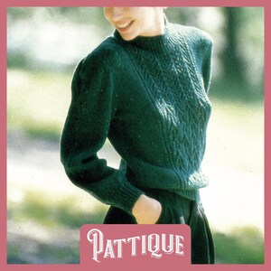 Beautiful Women&#39;s Ladies Sweater With Lace & Cable Panel Knitting Pattern - Easy Cabled Jumper Jersey DK 32&quot;- 38&quot;- PDF Instant Download HQ