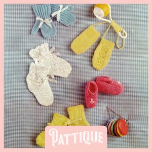 Gorgeous Baby Bootees & Mitts Knitting Pattern - Crochet Baby&#39;s Shoes Gloves Mittens Newborn Easy Quick Knit 0-9 months HQ PDF Download
