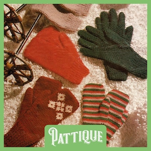 Easy Knit Winter Gloves & Mitts Vintage Knitting Pattern - Moss Stitch Fairisle Striped Plain - Small Medium Large - HQ PDF Instant Download