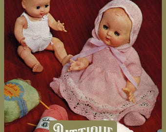 Easy Knit Doll Clothes Vintage Knitting Pattern 3ply 10" & 14'' Instant Download