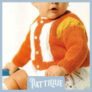 KNITTING PATTERN PDF - Baby Cardigan With Contrast Cables, Babies Jumper Cosy Sweater Cable Easy Knit Winter Jersey 20&quot;-24&quot; Instant Download