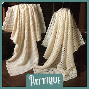 Beautiful Vintage Baby Shawls - Crochet & Knitting Pattern Knitted Shawl Babies Blanket Pram Cover 3ply 4ply (48&quot; x 48&quot;) HQ PDF Download