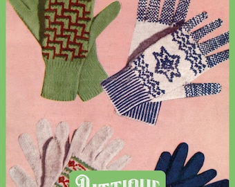 Fair Isle Gloves & Mittens Knitting Pattern: Lacy Double Knit (PDF