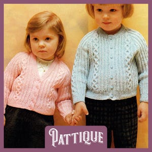 Beautiful Bold Cable Girls & Boys Cardigan Knitting Pattern - Button Front Cable Sweater Quick Knit 18-22&quot; 1-4 yrs HQ PDF Instant Download