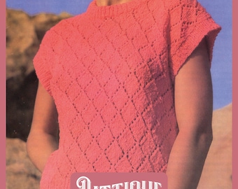 Women's Eyelet Patterned Short Sleeve Summer Top  30"- 42" Instant Download