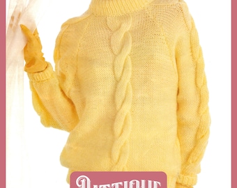 Beautiful Lady's Chunky Cable Sweater Knitting Pattern Chunky 30"- 40" Instant Download