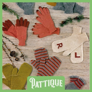 Easy Knit Gloves & Mitts Vintage Knitting Pattern - 5 Sizes Winter Chunky Finger Gloves, Knitted Mittens - PDF Instant Download HQ Printable