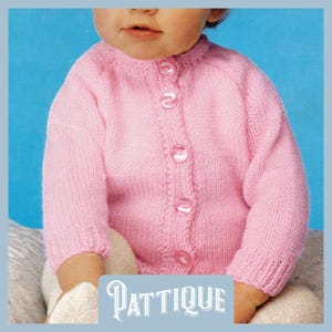 Easy Baby V Neck & Round Neck Cardigan Knitting Pattern - Babies Knitted Sweater Top Jumper DK 18-20&quot; - PDF Instant Download HQ Printable