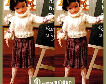 A wonderful vintage knitting pattern to make a charming doll set.  doll height 11" - 13" (28 - 33cm) Instant Download