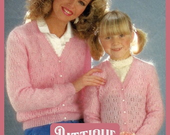Wzór na sweterek z moheru dla kobiet i dziewcząt w stylu vintage, 4-nitkowy, 24"-40" do natychmiastowego pobrania