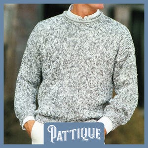 Easy Beginner Herren Meliert Rundhals-Jersey STRICKBEREICH - Klassischer Strickpullover Pullover Jumper Top Dk 92-116 cm PDF Instant Download