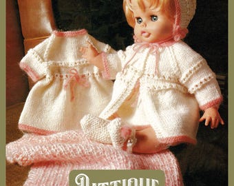 Beautiful Baby Doll's 5 Piece Vintage Knitting Pattern  18"- 20" Instant Download