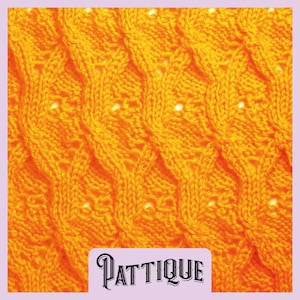 Könnte beinhalten: Nahaufnahme eines leuchtend orangefarbenen Strickstoffes mit einem Zopfmuster. Der Stoff hat eine strukturierte, gewebte Optik.