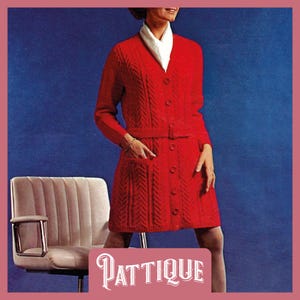 Fabulous Lady's Aran Coat with Pockets & Belt - Women's Knitting Pattern Aran 34 - 41" Instant Download