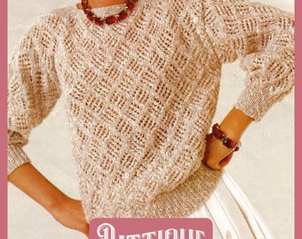 Women's Easy Knit Summer Sweater DK Knitting Pattern DK 30"- 40" Instant Download