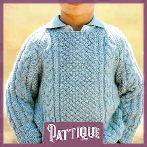 May include: A light blue knitted sweater with a cable knit pattern and a textured stitch design. The sweater has a crew neck and long sleeves.