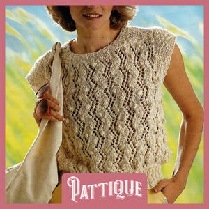 Beautiful Women&#39;s Lady&#39;s Short Sleeved Patterned Summer Top - Classic Easy Knit Sweater Knitting Pattern DK 32&quot;- 38&quot; PDF Instant Download HQ