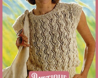 Beautiful Women's Classic Easy Knit Short Sleeve Sweater / Summer Top DK Knitting Pattern DK 32"- 38" Instant Download